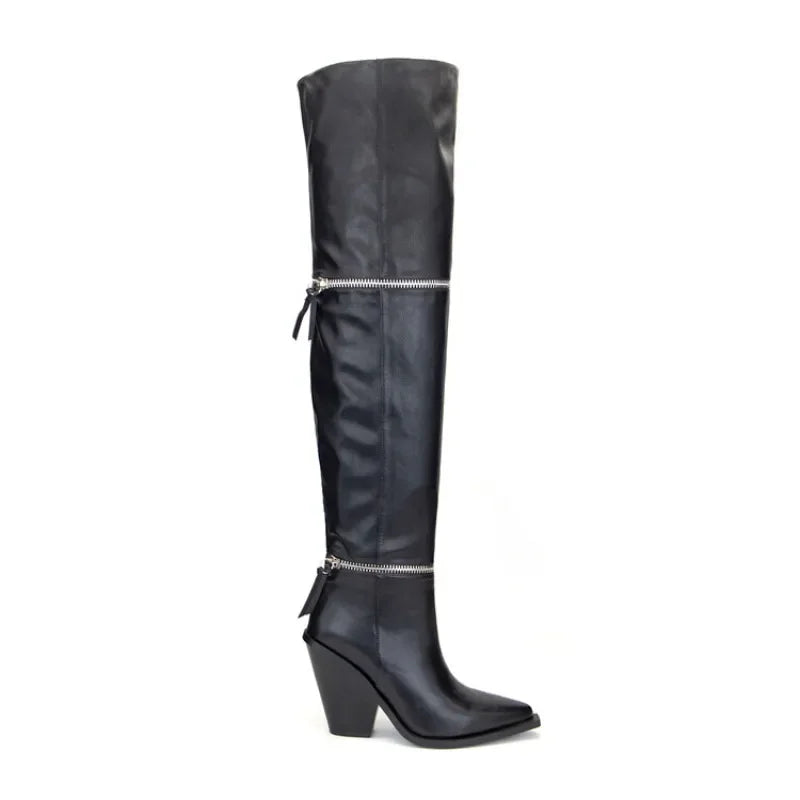 Gothic Over-the-Knee Pull-On Boots
