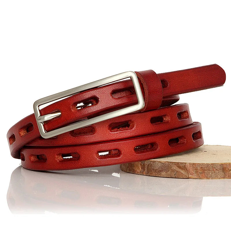 Natural Leather Thin Pin Buckle Belt