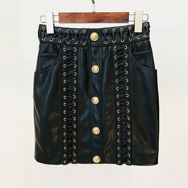 All-matched Lace-Up Slim Skirt