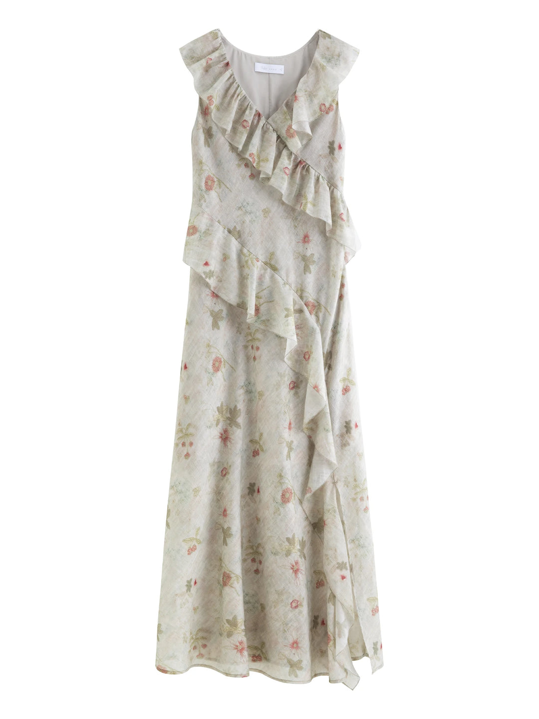 Alluring Floral Flounce Hem Maxi Dress