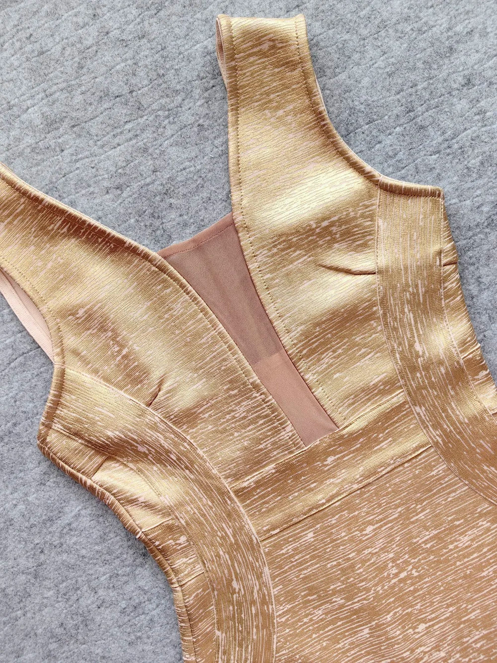 Luxurious Gold Metallic Bodycon Dress