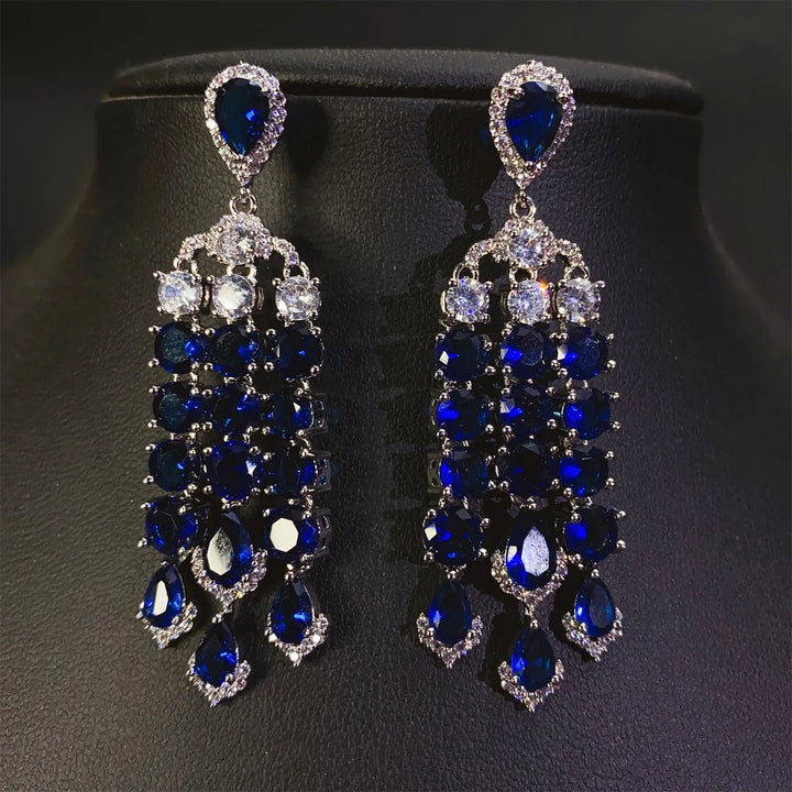 Shiny Zircon Drop Chain Earrings