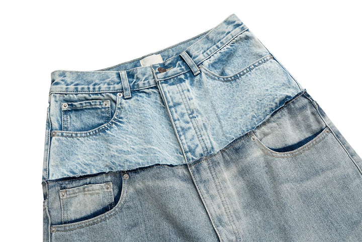 Fine Double Waist Denim Baggy Jeans Pants