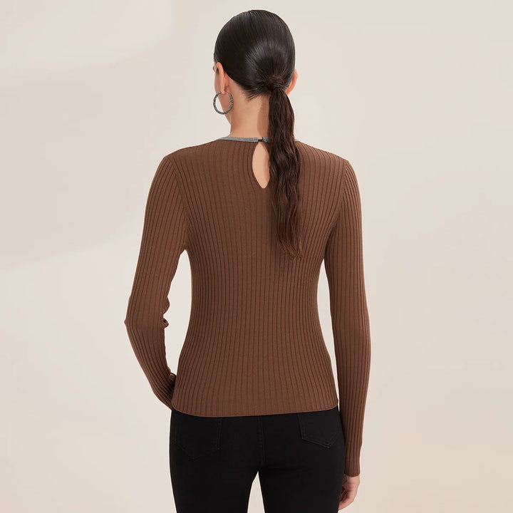 Luxurious Wool Ribbed Long Sleeve Jumper