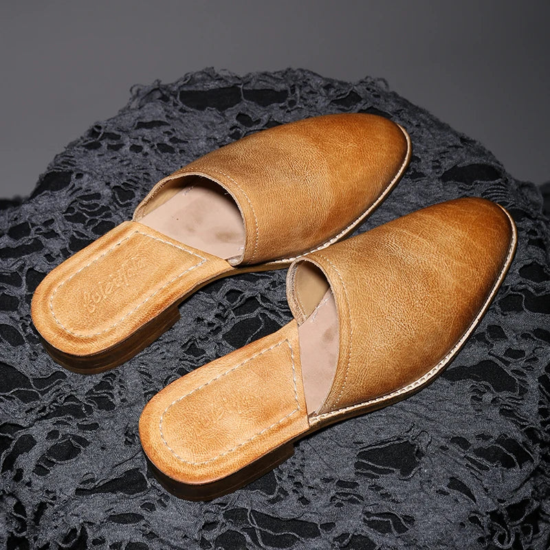 Slick Handcrafted Calf Leather Mules