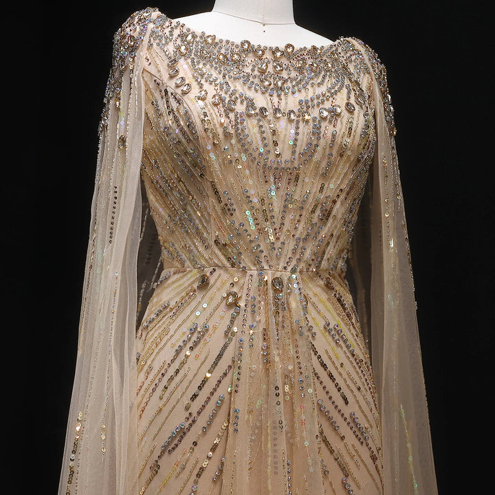 Exquisite Beading Arabic Evening Gown