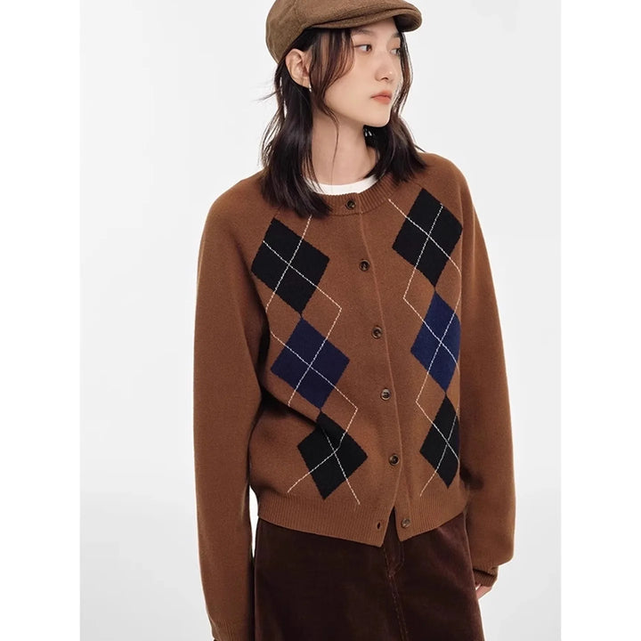 Sweet Diamond-shaped Pattern Cardigan