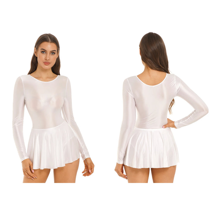 Sleek Shiny Leotard Dress