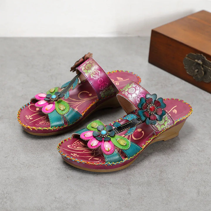 Elegant Hand-Painted Leather Slippers