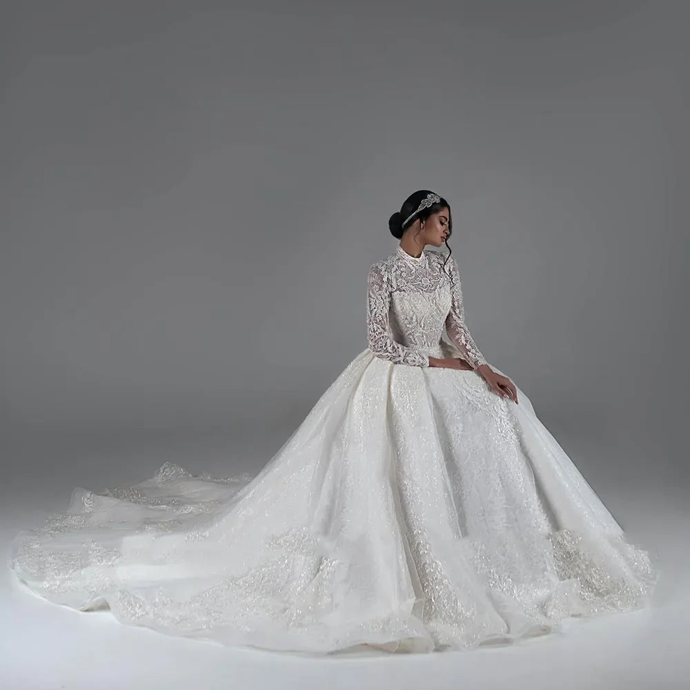 Modern Bead Decals Bridal Dress