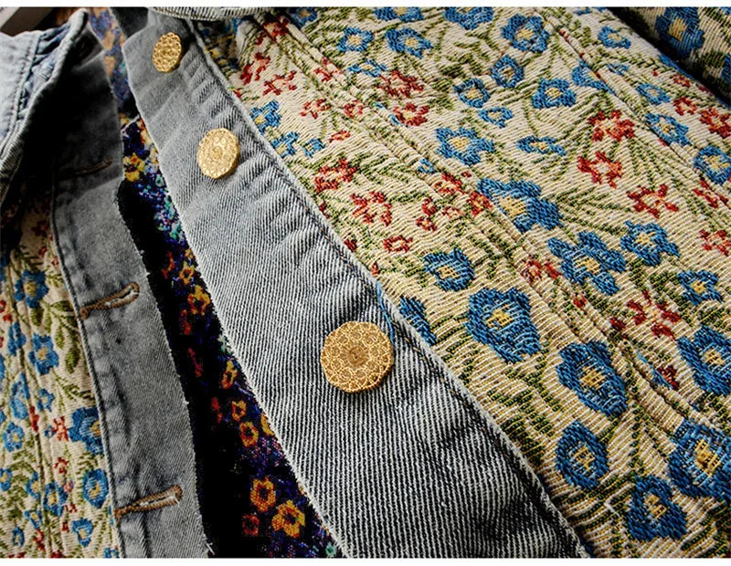 Stylish Embroidered Jacquard Denim Jacket