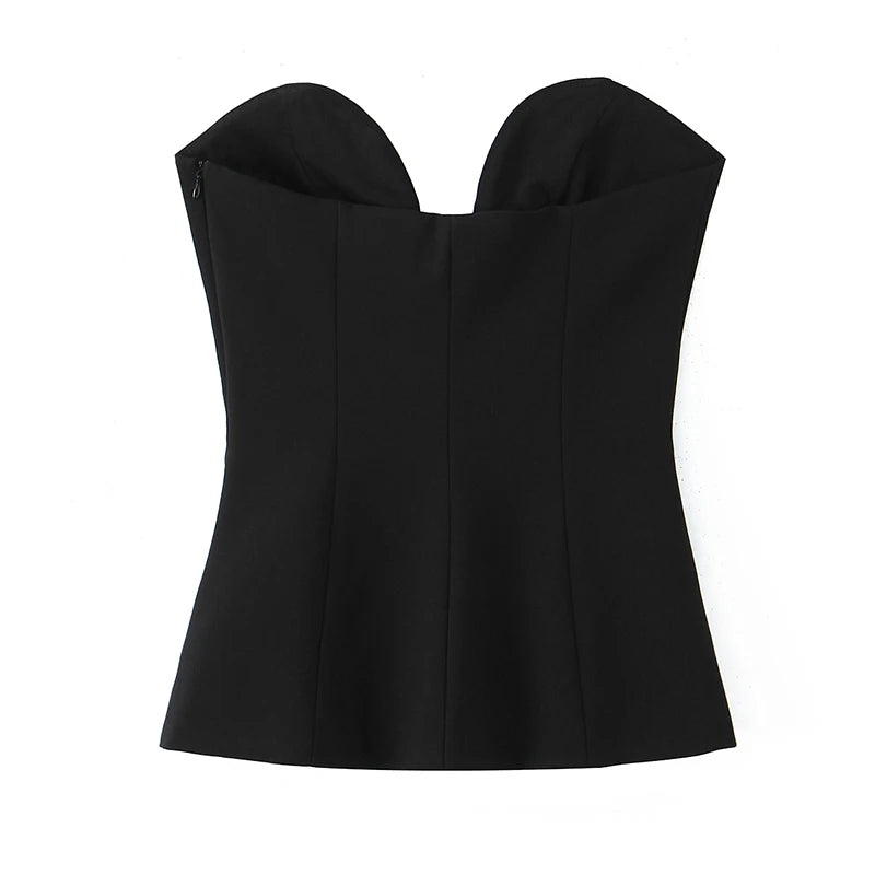 Stylish Contrasting Flower Strapless Top