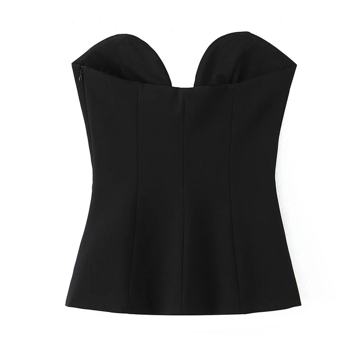 Stylish Contrasting Flower Strapless Top