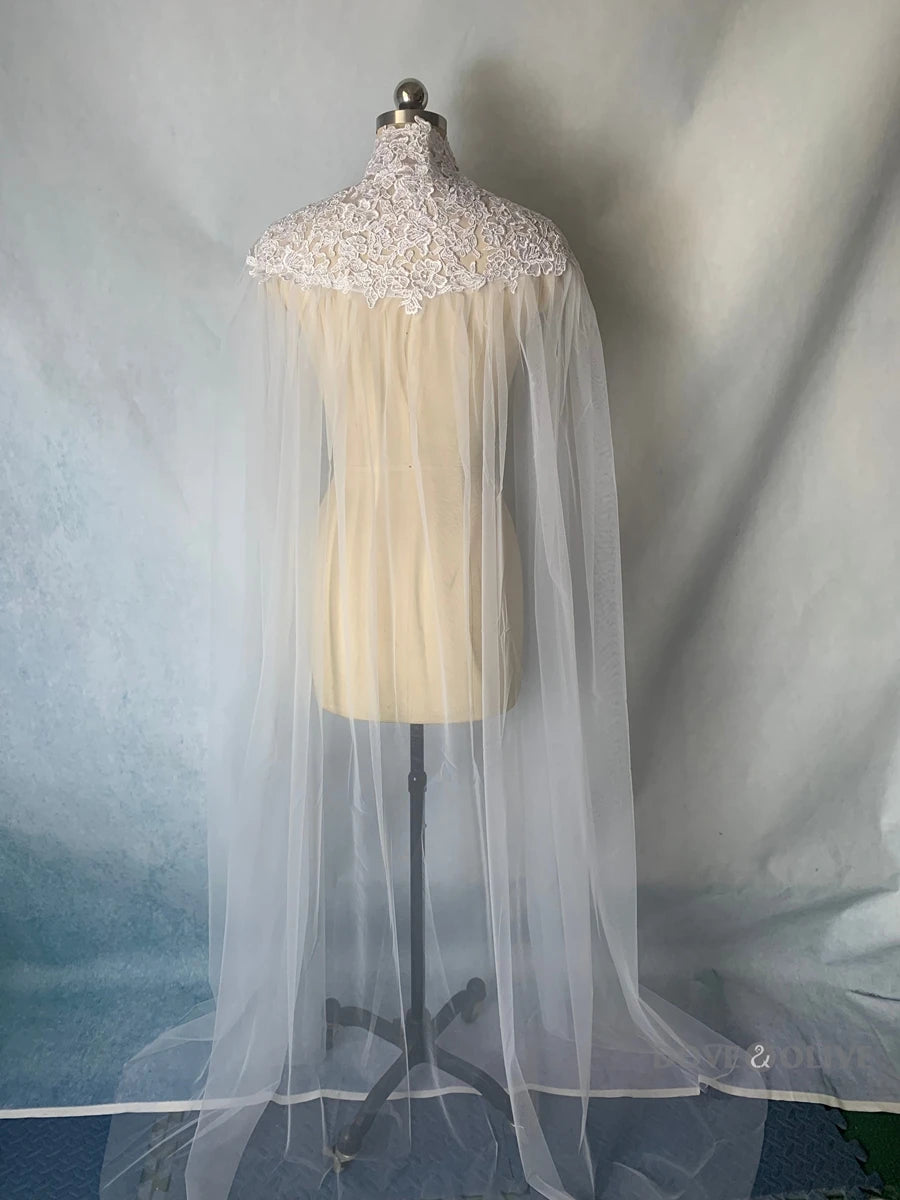Formal Lace Tulle Long Bridal Cape