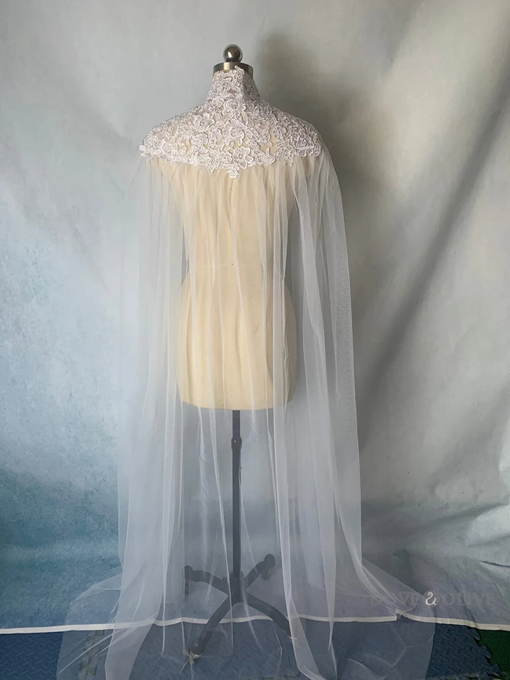 Formal Lace Tulle Long Bridal Cape