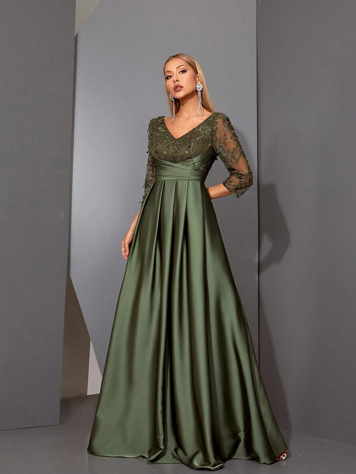 Stunning V-neck Embroidered Dress