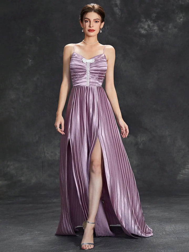 Wonderful Halter Pleated Bow Dress