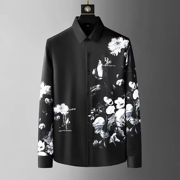 Luxury Flower Embellished Slim Fit Shirt