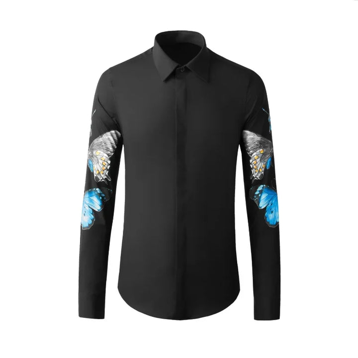 Unique Butterfly Design Men's Dress Shirt