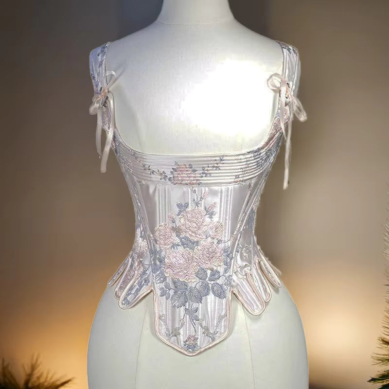 Satin Floral Lace Corset