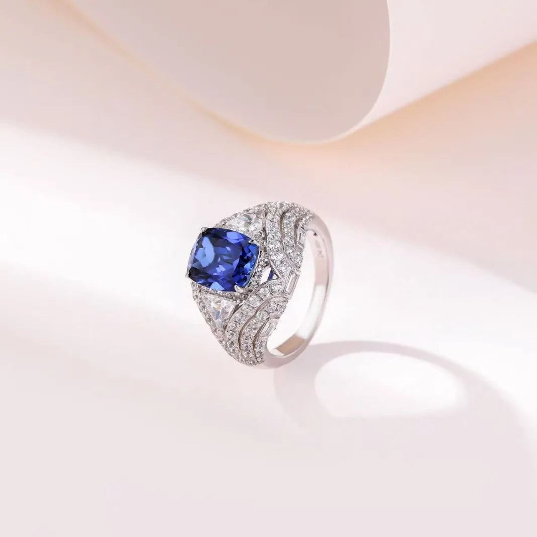 Luxury Sterling Silver Sapphire Ring
