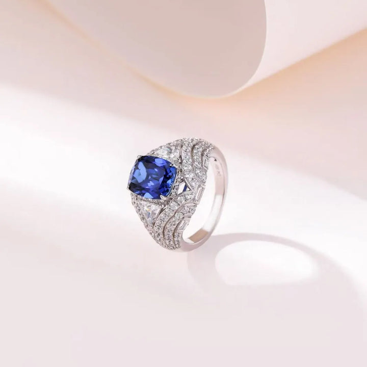 Luxury Sterling Silver Sapphire Ring