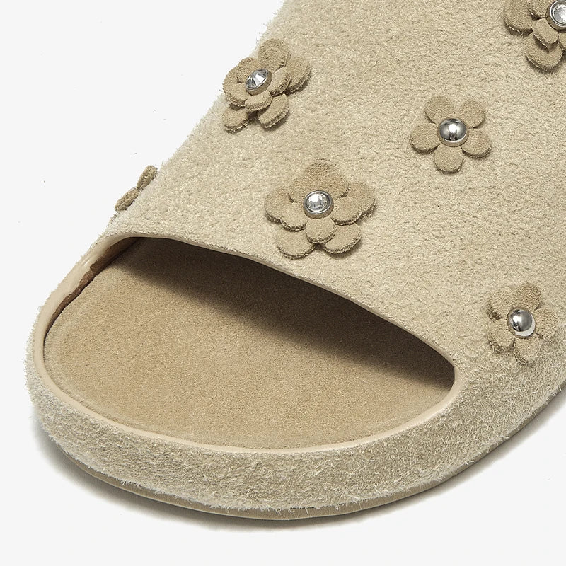 Classic Rivet Floral Slippers
