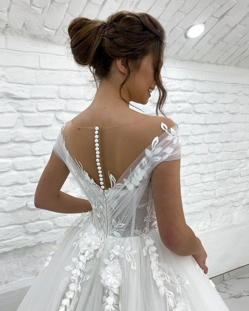 Ethereal 3D Applique Lace Wedding Dress