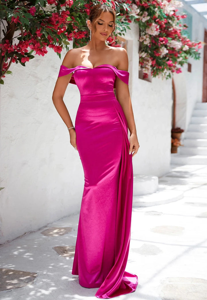 One-Line Neck Maxi Dress