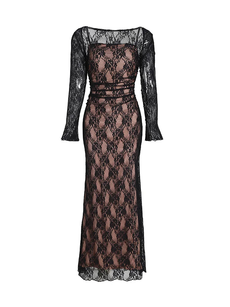 Lace Detachable Maxi Dress