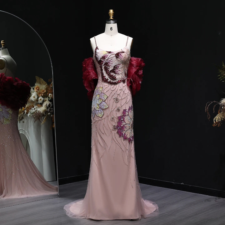 Antique Floral Beaded Arabic Party Dress