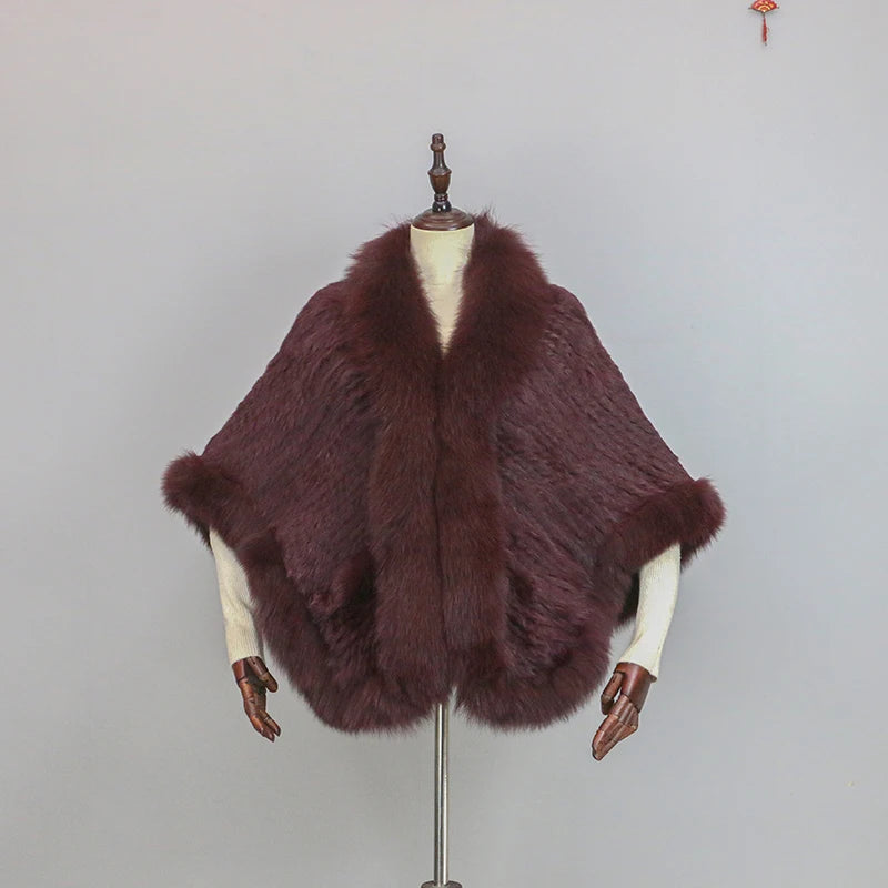 Stylish Knitted Warm Fur Cape