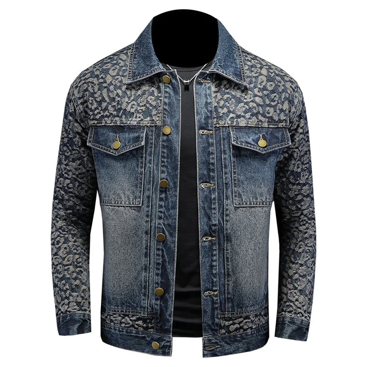 Premium Spliced Jacquard Denim Jacket