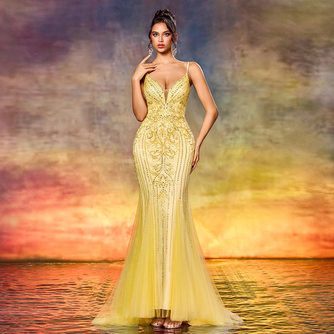 Luxurious Beaded Tulle Prom Dress