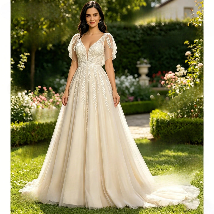 Exquisite Appliqued Bridal Gown
