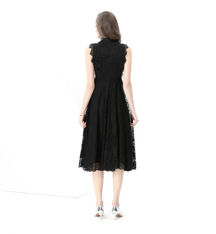 Refined Splice Embroidery Slim Dress