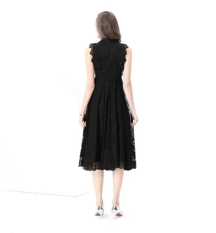 Refined Splice Embroidery Slim Dress