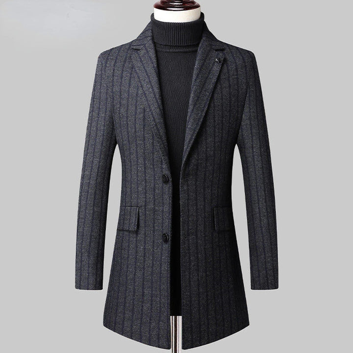 Classy Wool Thickened Plaid Trench Coat