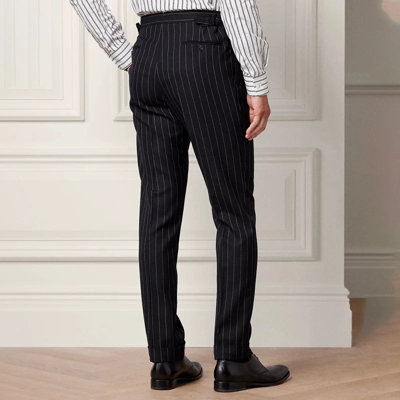 Classic British Stripe Wool Pants