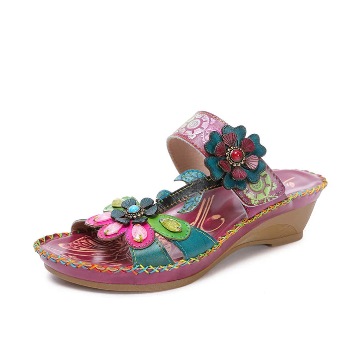 Elegant Hand-Painted Leather Slippers