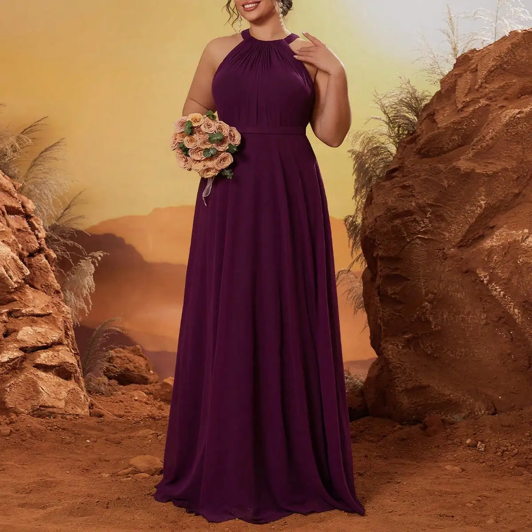 Regal Round-neck Strapless Long Dress