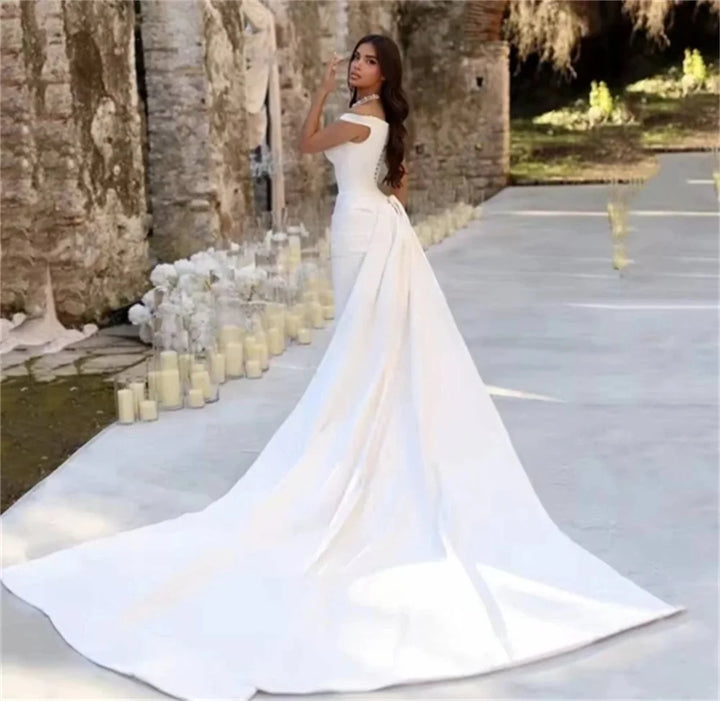 Beautiful Satin Ribbon Mermaid Wedding Dress