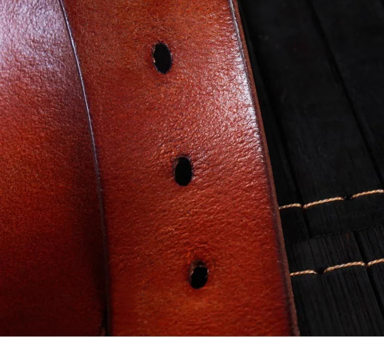 Punk Embossed Western Cowboy Leather Belt