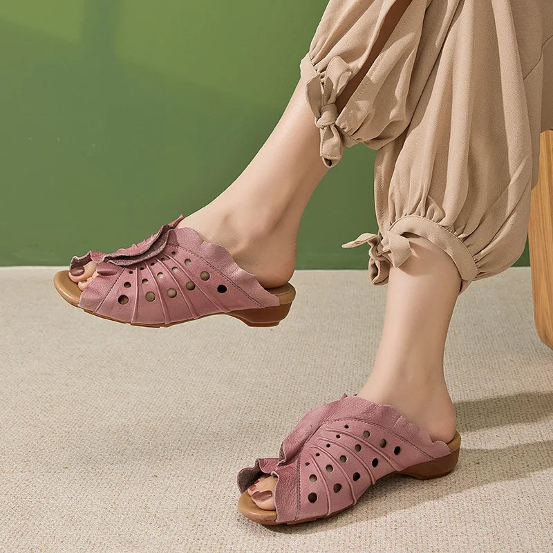 Comfy Hollow Flat Leather Shoes
