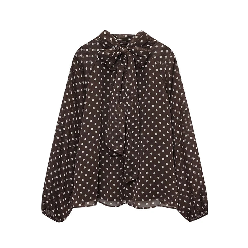 Stunning Polka Dots Chiffon Blouse