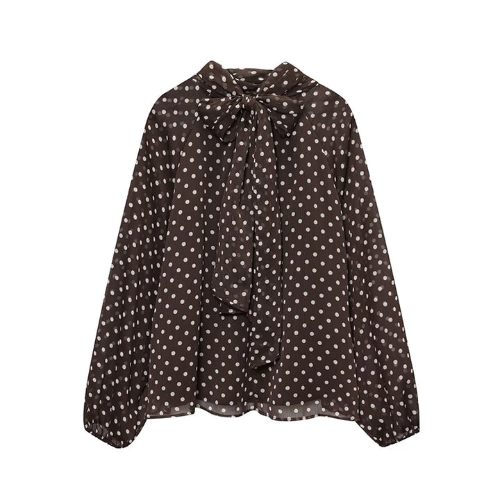 Stunning Polka Dots Chiffon Blouse