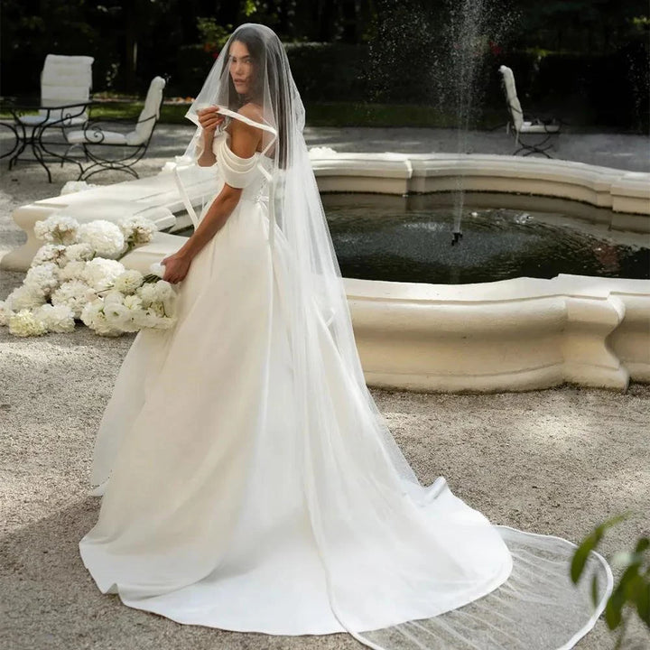 Romantic A-Line Pleated Bridal Dress