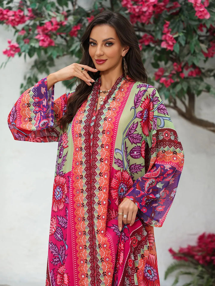 Delightful Diamond Print Abaya Dress