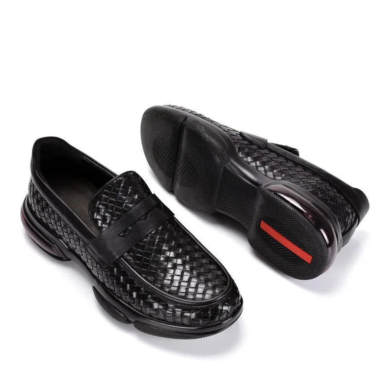 High-End Woven Leather Loafers