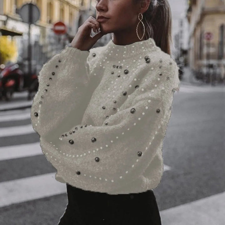 Classic Pearl-Embellished Jumper Sweater